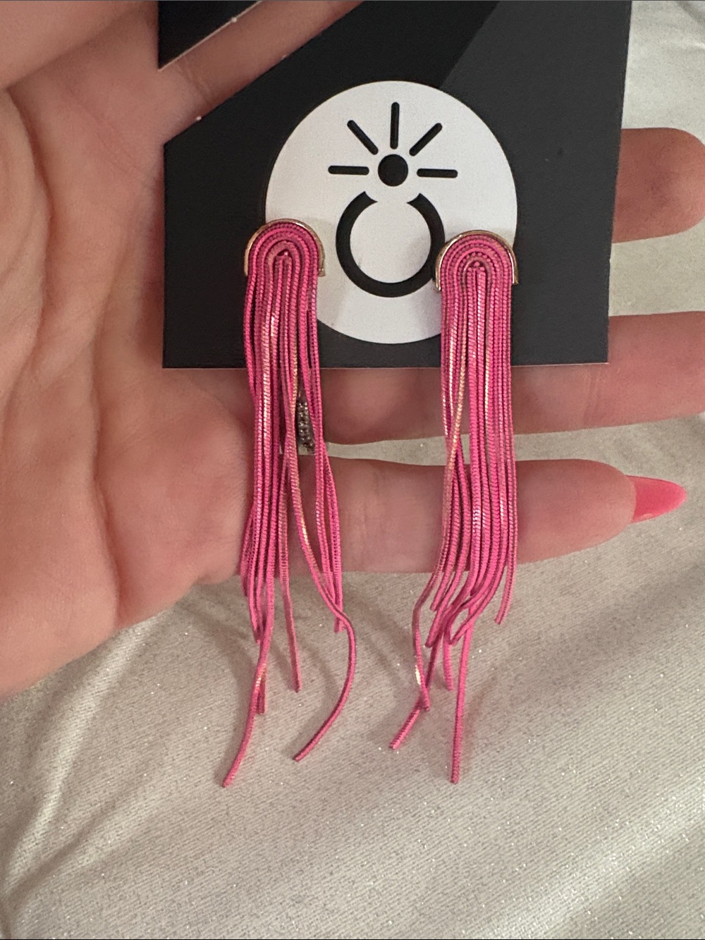 Pink Dangle Fringe Earrings - Brand